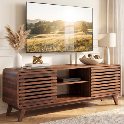 Dreamade 58" Mid Century Modern TV Stand for 65 inch TV with Grille Doors