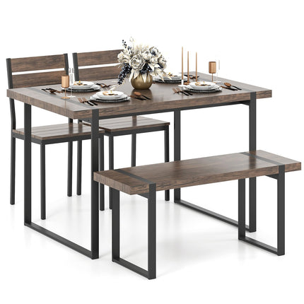 Dreamade 4-Piece Dining Table Set for 4 with 1 Bench and 2 Chairs