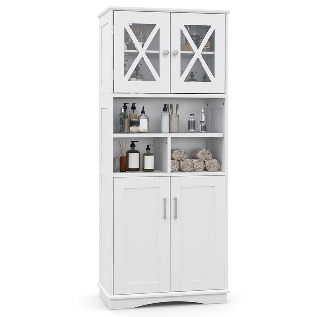 Dreamade 57" Tall Bathroom Cabinet, Storage Cabinet with Acrylic Doors & Adjustable Shelves