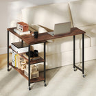 Dreamade 360° Free Rotating Sofa Side Table with 2-Tier Storage Shelves