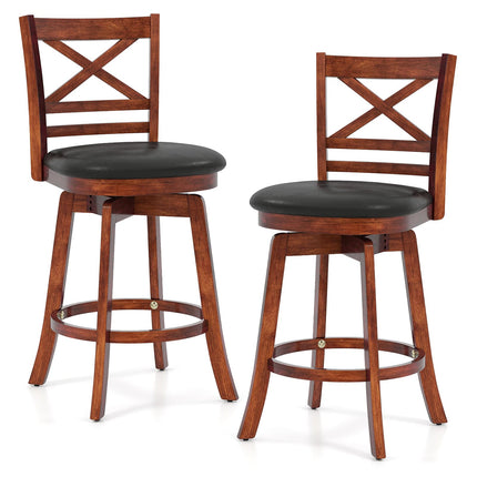 Dreamade 25 Inch Swivel Bar Stools Set of 2/4 with PU Faux Leather Upholstered Seat