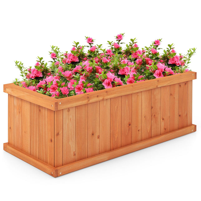 Dreamade Raised Garden Bed | 31”x14”x12” Wooden Planter Box with 4 Drainage Holes (1/2)