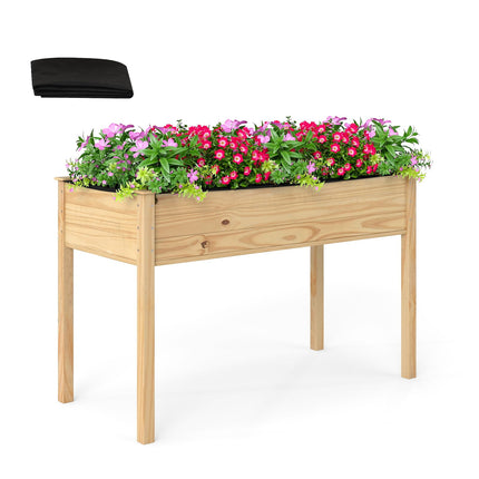 Dreamade 47"x23"x30" Elevated Wood Planter Box with Liner