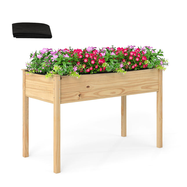 Dreamade 47"x23"x30" Elevated Wood Planter Box with Liner