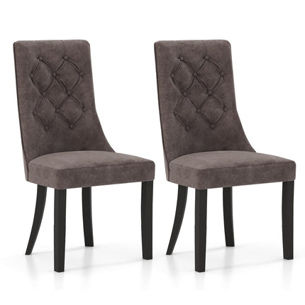 Dreamade Tufted Dining Chairs, Upholstered Kitchen Chairs w/High Backrest, Rubber Wood Legs