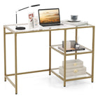 Dreamade 42 Inch Home Office Desk with Tempered Glass