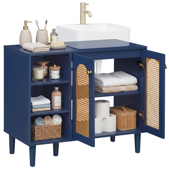 Dreamade 36" Bathroom Under Sink Storage Cabinet with 2 Rattan Doors