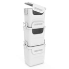 Dreamade 3 Pieces Plastic Storage Bins Stackable with Front Door and Side Handles