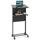 Dreamade Mobile Lectern Podium, Height Adjustable Rolling Laptop Cart with Tilting Tabletop