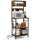 Dreamade Bakers Rack with Power Outlet, 5-Tier Microwave Stand w/ 10 S-shape Hooks