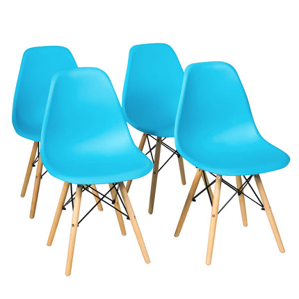 Dreamade Dining DSW Chairs with Linen Cushion, Modern Mid Century Shell Chairs w/ Wood Legs