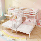 Dreamade Twin Over Twin & Twin Bunk Bed, Triple Bunk Beds with 4-Step Storage Stair, Wooden 3 Bunk Beds for Kids Teens