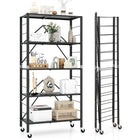 Dreamade 5-Tier Foldable Storage Shelf with Wheels Set of 1/2, Collapsible Shelving Unit with Adjustable Shelves