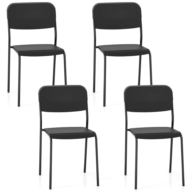 Dreamade Metal Dining Chairs Set of 4, Stackable Lightweight Kitchen Chairs w/Tilted Backrest & Sturdy Metal Legs