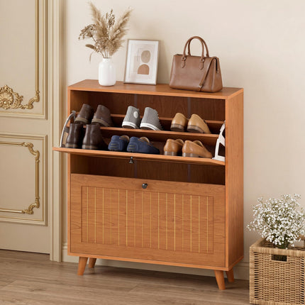 Dreamade Shoe Storage Cabinet with 2 Flip Drawers