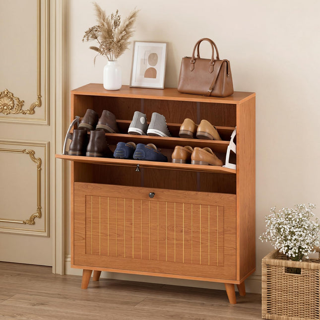Dreamade Shoe Storage Cabinet with 2 Flip Drawers
