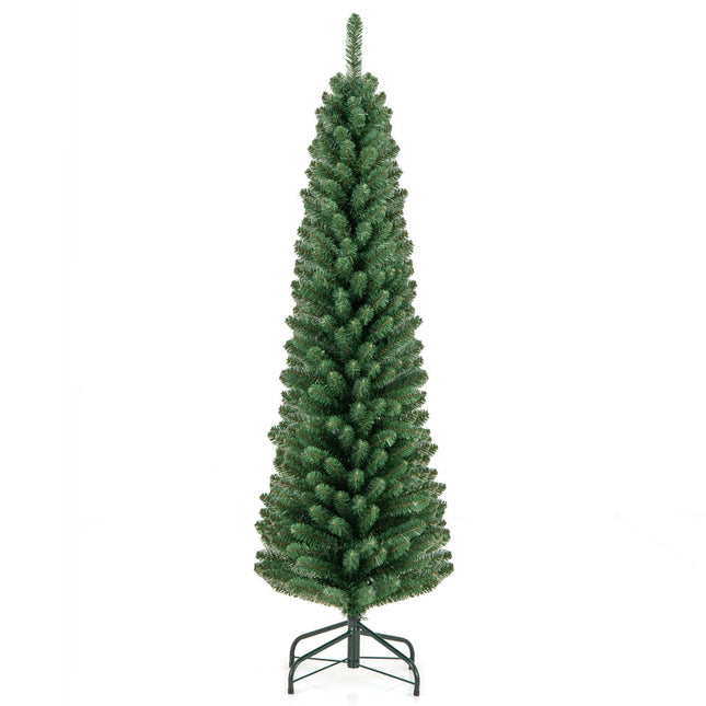 Dreamade 5ft / 6ft / 7ft / 8ft Artificial Skinny Xmas Tree with Quick Shape Technology