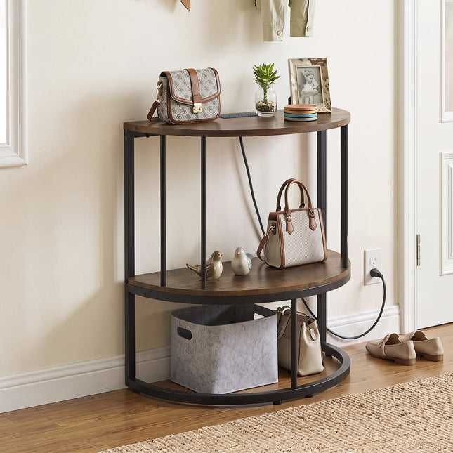 Dreamade Half Moon Console Table with Outlets