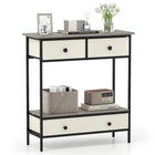 Dreamade Farmhouse Console Table 32” Entryway Table with 3 Fabric Drawers & Open Storage Shelf