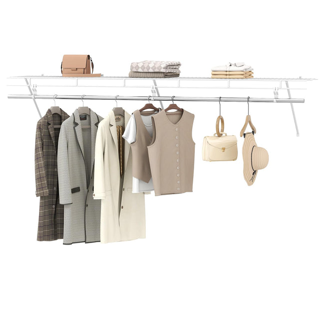 Dreamade 6 ft Wall Mounted Closet Shelf with Hanging Rod