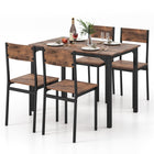 5 Piece Dining Table Set Industrial Style Kitchen Table and Chairs for 4-Rustic Brown