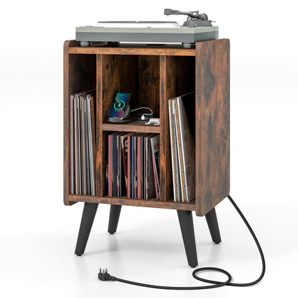 Dreamade Record Player Stand, Turntable Stand with Charging Station