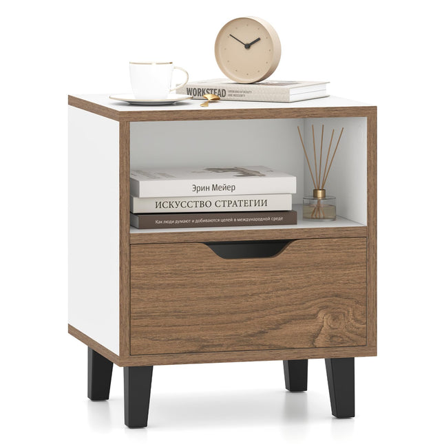 Dreamade Mid Century Modern Nightstand with Metal Legs