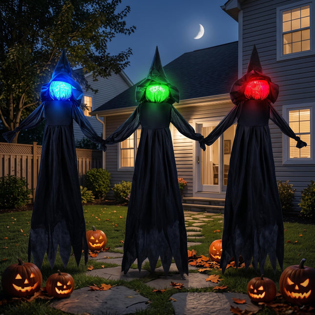 DREAMADE 4.3 ft 3 Pack Halloween Light Up Witches