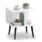 Dreamade Mid Century Modern 2-Tier End Table with 2 Storage Compartments (1/2)