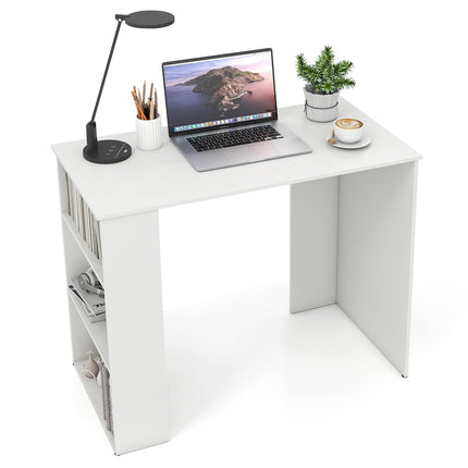 Dreamade 35.5 Inch Compact Home Office Desk with Storage Bookshelf