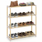 Dreamade 3/4-Tier Solid Wood Shoe Rack with Slatted Open Shelves