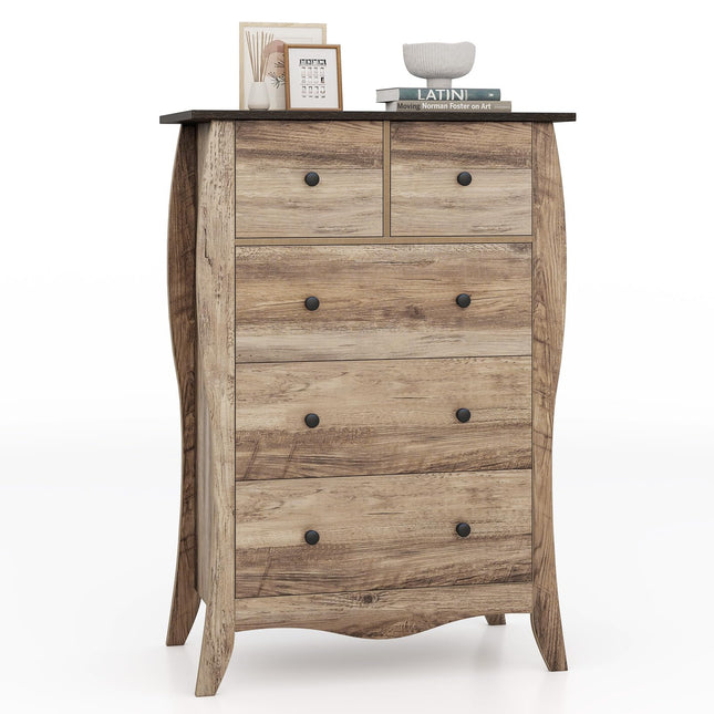 Dreamade Storage Cabinet with Foldable & Detachable Fabric Drawers, Anti-Tipping Kit, 26.5” x 15” x 38” Farmhouse Floor Cabinet