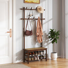 Dreamade 3-in-1 Hall Tree with Bench and Shoe Storage Narrow Mudroom Storage Organizer