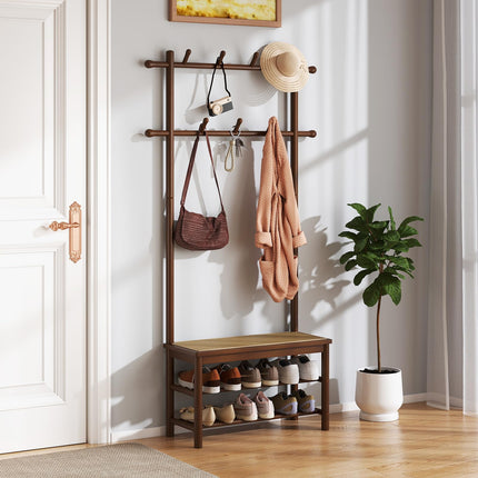 Dreamade 3-in-1 Hall Tree with Bench and Shoe Storage Narrow Mudroom Storage Organizer