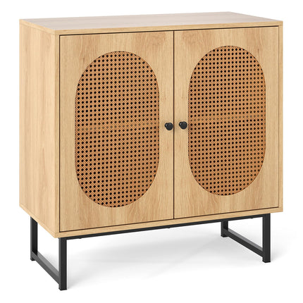 Dreamade Small PE Rattan Buffet Cabinet with 2-Door Boho Sideboard