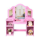 DREAMADE 2-in-1 Kids Make Up Vanity Desk, Pretend Play Kids Vanity w/Detachable Top