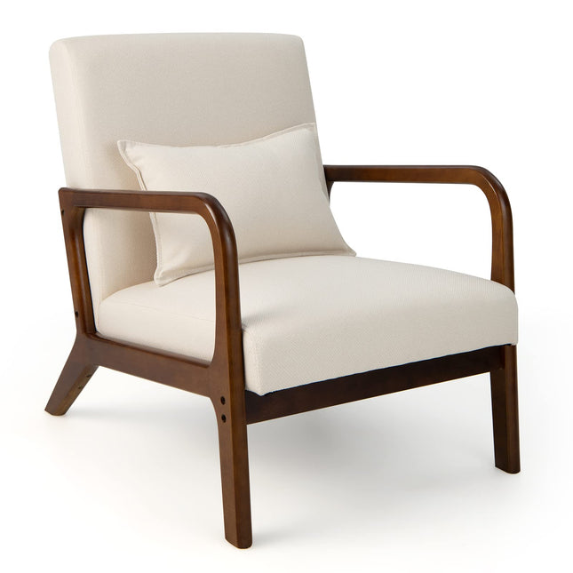 Dreamade Modern Accent Chair with Pillow - Comfy Upholstered Lounge Armchair with Anti-Slip Felt Pads