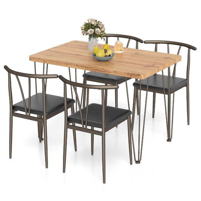 Dreamade 5-Piece Dining Table Set | 43-Inches Rectangular Kitchen Table & 4 Armless Chairs with Upholstered Seat