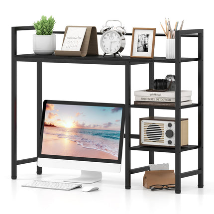 Dreamade 4-Tier Desktop Bookshelf | 38.5" Dorm Desk Hutch for 27" Monitor