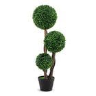 Dreamade 3ft Artificial Boxwood Topiary Ball Tree, Faux Potted Plants with Solid Wood Trunks