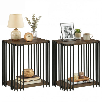 Dreamade 2-Tier Wood Side Table - Narrow Sofa Couch End Table (1/2)