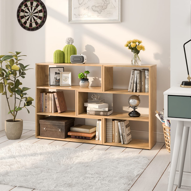 Dreamade Open Shelf Bookcase, Separable Cube Bookshelf TV Stand w/ 6 Grids