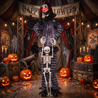 DREAMADE 5.8 FT Halloween Standing Clown with Skeleton Prop Decoration
