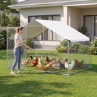 Dreamade 9.8 x 6.7 x 6.6 FT Large Metal Chicken Coop with Waterproof Cover