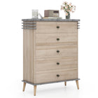 Dreamade 5-Drawer Storage Cabinet with Rubber Wood Legs