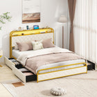 Dreamade Queen/Full/Twin Size Bed Frame with 4 Storage Drawers and Charging Station