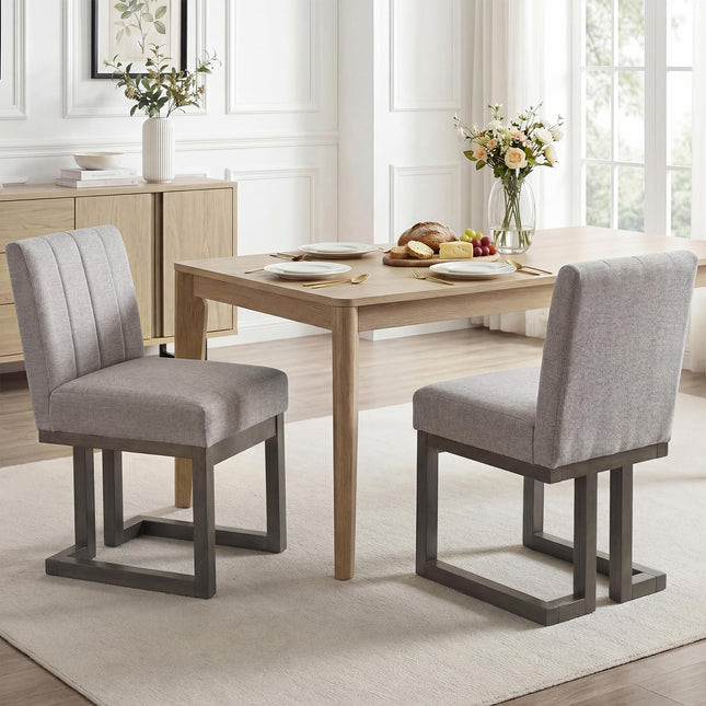 Dreamade Farmhouse Fabric Upholstered Kitchen Chairs with 5.5" Thickened Padded Seat