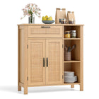 Dreamade Buffet Cabinet with 2 Doors, Drawer 3 Open Cubbies Adjustable Shelf (Natural)