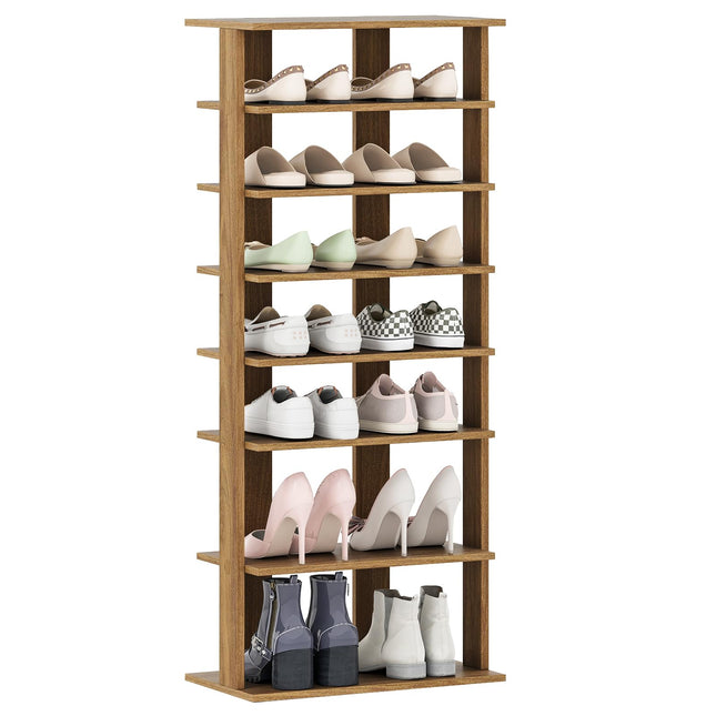 Dreamade 8-Tier Wooden Shoe Rack Patented Double Row Shoe Organizer for 16 Pairs