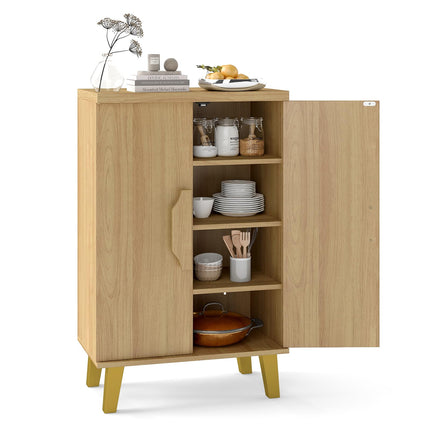 Dreamade Sideboard Buffet Cabinet, Kitchen Storage Cabinet with Double Doors & Removable Shelves (Natural Oak,1)
